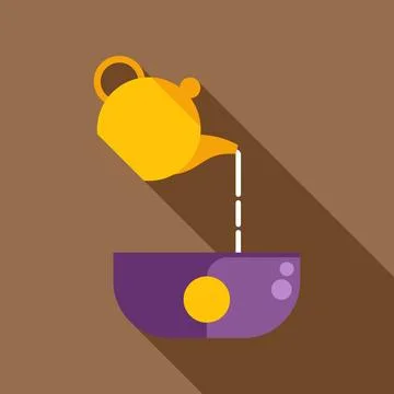 Teapot pouring hot liquid into tea cup Stock Illustration