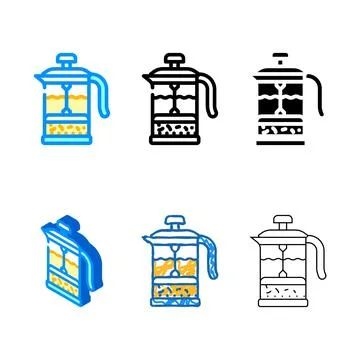 Teapot press color types icon vector color Stockillustratie