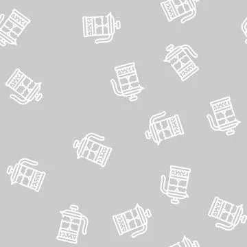 Teapot press line vector seamless pattern black Stock Illustration