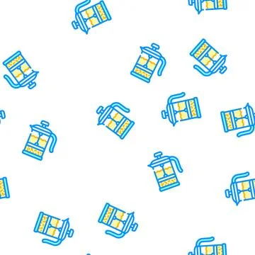 Teapot press vector seamless pattern color Stock Illustration