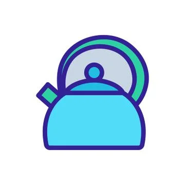 Teapot with protective round handle icon vector outline illustration Illustration