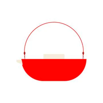 Teapot red side view vector icon. Traditional symbol tea art. Handle decorati Ilustración de archivo
