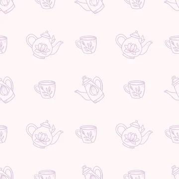 Teapot seamless repeat pattern vector background Stock Illustration