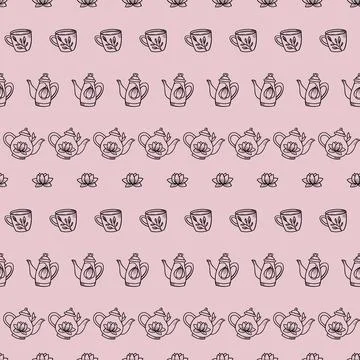 Teapot seamless repeat pattern vector background 스톡 일러스트