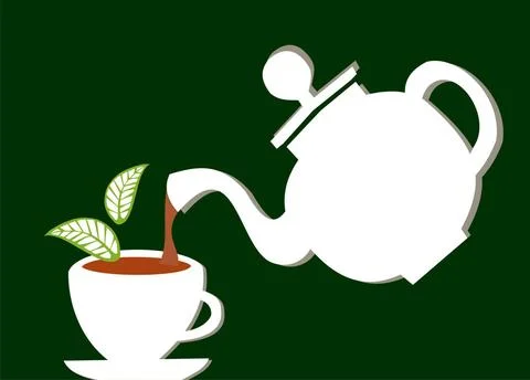 Teapot serving a cup of tea a white teapot serving tea into a white cup ov... Stock Photos