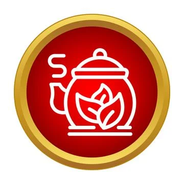Teapot serving hot herbal tea beverage icon Stock Illustration