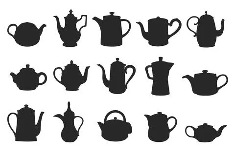 Teapot silhouettes 스톡 일러스트