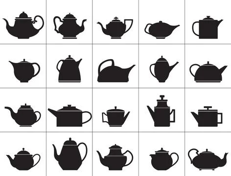 Teapot Silhouettes Vector Illustration Stock Illustration