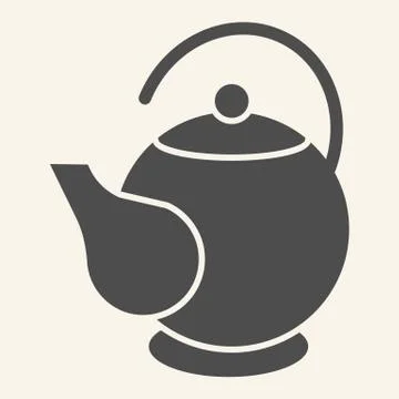 Teapot solid icon. Ceramic kettle for tea symbol, glyph style pictogram on beige Illustrazione stock