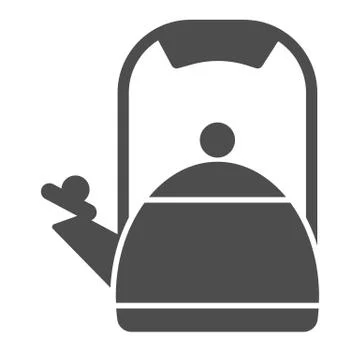Teapot solid icon, kitchen appliance concept, Kettle with whistle sign on white Illustration