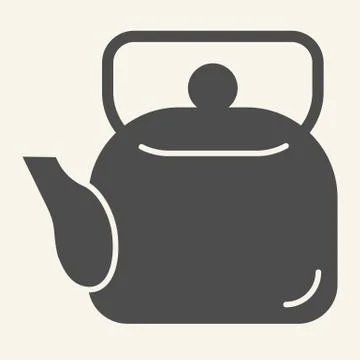 Teapot solid icon. Tea kettle symbol, glyph style pictogram on beige background Stockillustratie