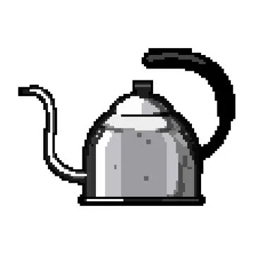 Teapot steel drip kettle pixel art vector illustration Stock Illustration