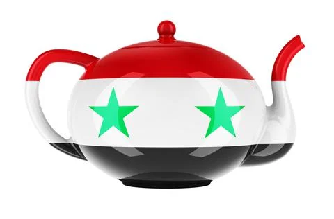 Teapot with Syrian flag, 3D rendering Stock Illustration