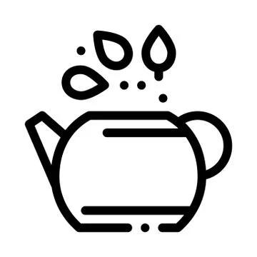 Teapot with tea leaves icon vector outline illustration Stockillustratie