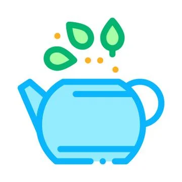 Teapot with tea leaves icon vector outline illustration Stockillustratie