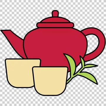 Teapot with teacups Stock Illustration