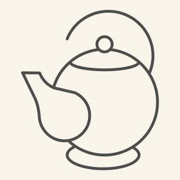 Teapot thin line icon. Ceramic kettle for tea symbol, outline style pictogram on Illustrazione stock