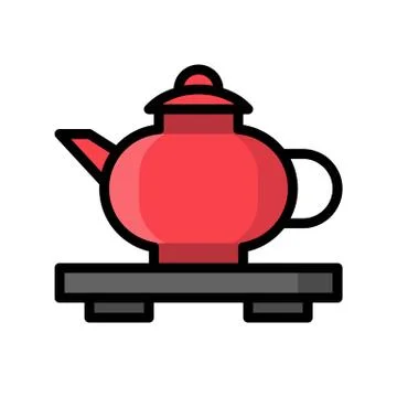 Teapot vector, Chinese New Year related filled style icon editable stroke Ilustración de archivo