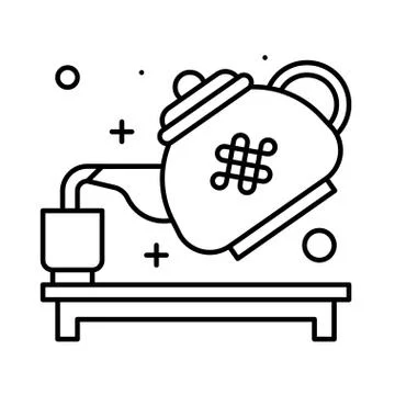 Teapot vector, Chinese New year line icon Ilustración de archivo