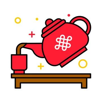 Teapot vector, Chinese New year filled icon Ilustración de archivo