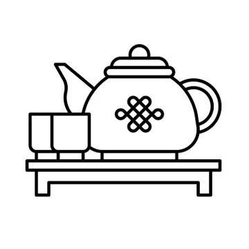 Teapot vector, Chinese New year line icon Ilustración de archivo