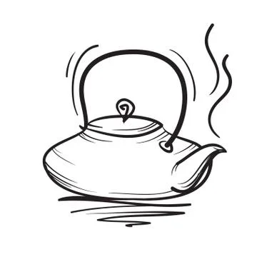 Teapot vector hand drawn illustration. Teapot icon. Stock Illustration