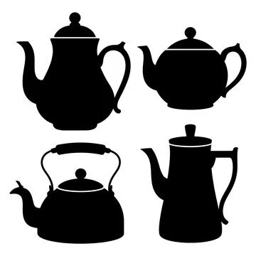 Teapot Vector Icon Set Tea Kettle Coffee Pot Silhouette Collection Stock Illustration