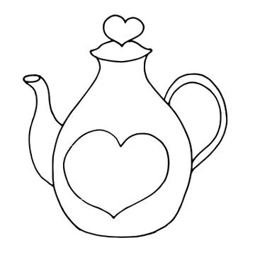 A teapot from which steam flows in the form of a heart. Vector illustration of a Stock Illustration