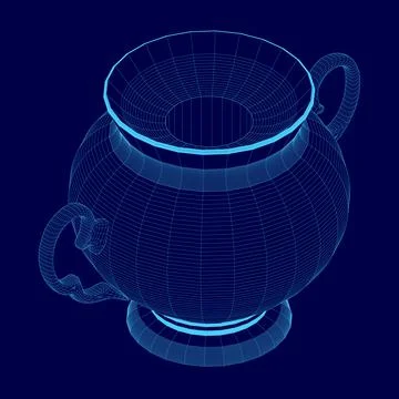 The teapot wireframe. Tea symbol. Flat outline. Vector illustration. Isometric Stock Illustration
