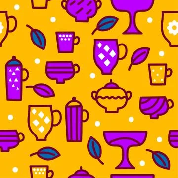 Teapots and cups Illustrazione stock