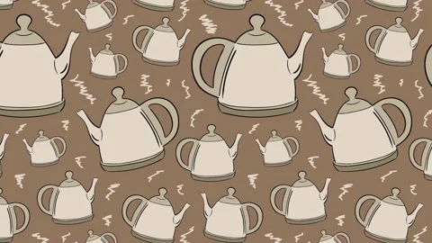 Teapots on a brown background Stock Footage 93581986
