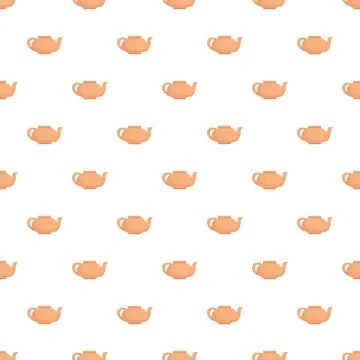 Teapots creating seamless pattern for kitchen background vector Stock Illustration