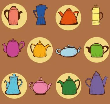 Teapots Stock Illustration