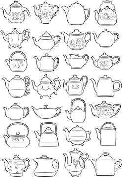 Teapots 스톡 일러스트