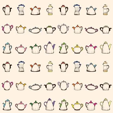 Teapots. Seamless pattern Stock Illustration