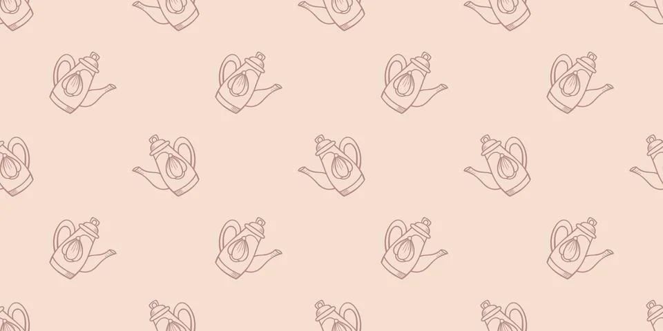 Teapots seamless repeat pattern background vector Stock Illustration