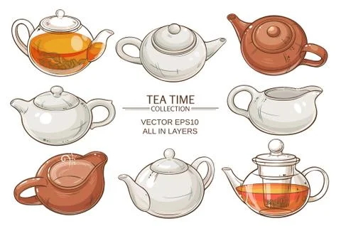 Teapots set Illustrazione stock