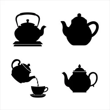Teapots silhouette Illustrazione stock