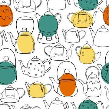 Teapots. Vector  seamless  pattern Illustrazione stock