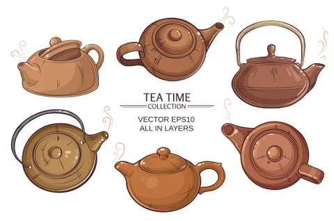 Teapots vector set Stock Illustration