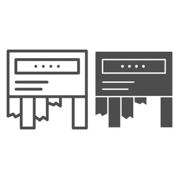 Tear-off ad line and solid icon. Tear off paper notice on the wall symbol Stockillustratie