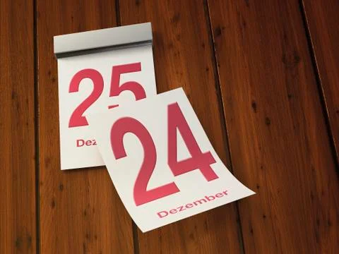 Tear off calendar with 24th and 25th of december Stock Photos