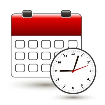 Tear-off calendar with clockface 스톡 일러스트