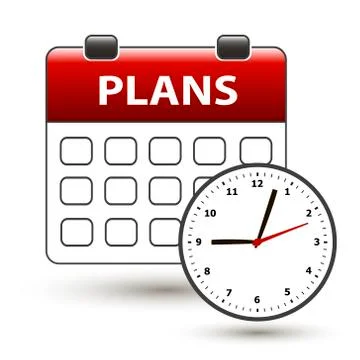 Tear-off calendar with clockface with title plans 스톡 일러스트