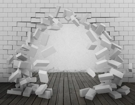 Tear down a wall 3d rendering イラスト素材