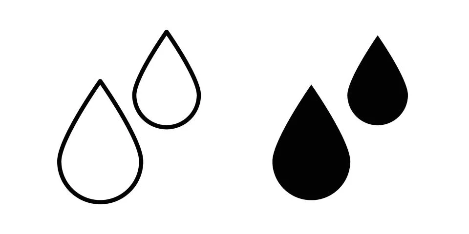 Tear drop icon linear versions pack on white background Stock Illustration