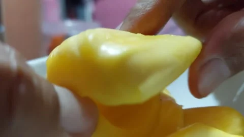 Tear the jackfruit by 2 hand. Stock Footage 277035642