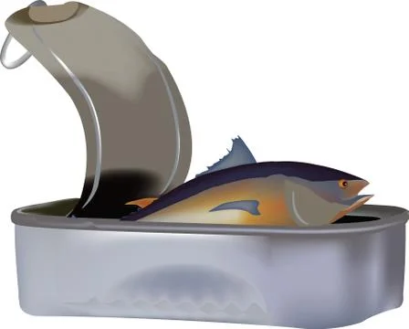 Tear-open can with fish fillets in oil Stock Illustration