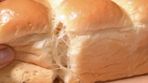 Tear off soft bread home made, bakery cooking concept Stock Footage 135161268