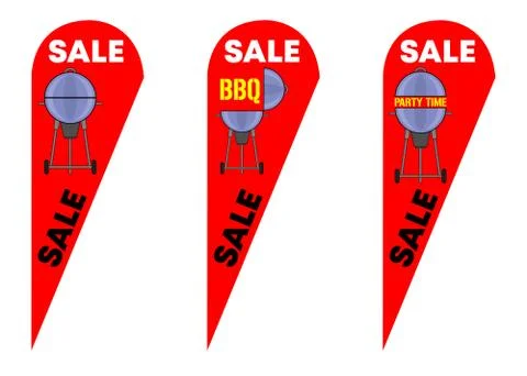 Teardrop Feather Flags for BBQ Party Sale Stock Illustration